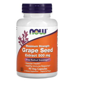 NOW Foods, Maximum Strength Grape Seed Extract, 500 mg, 90 Veg Capsules